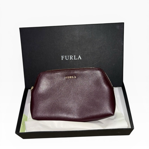 Furla Pebbled Leather Pouch - Plum - Picture 3 of 5